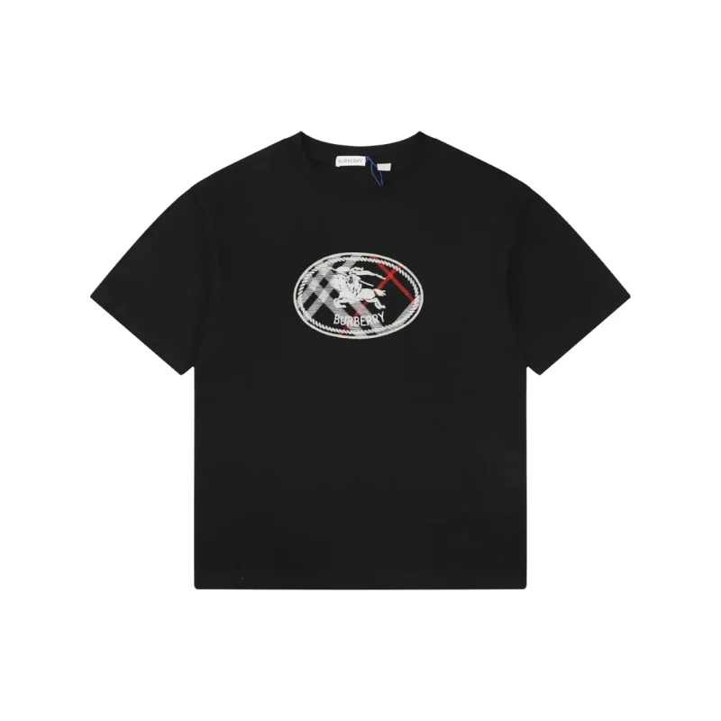 Equestrian Horse Embroidered Check Logo T-Shirt