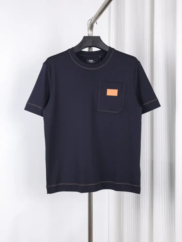 Leather Label Pocket Cotton T-Shirt