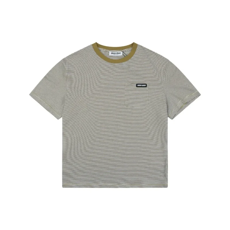 Mustard Yellow Striped Pocket T-Shirt
