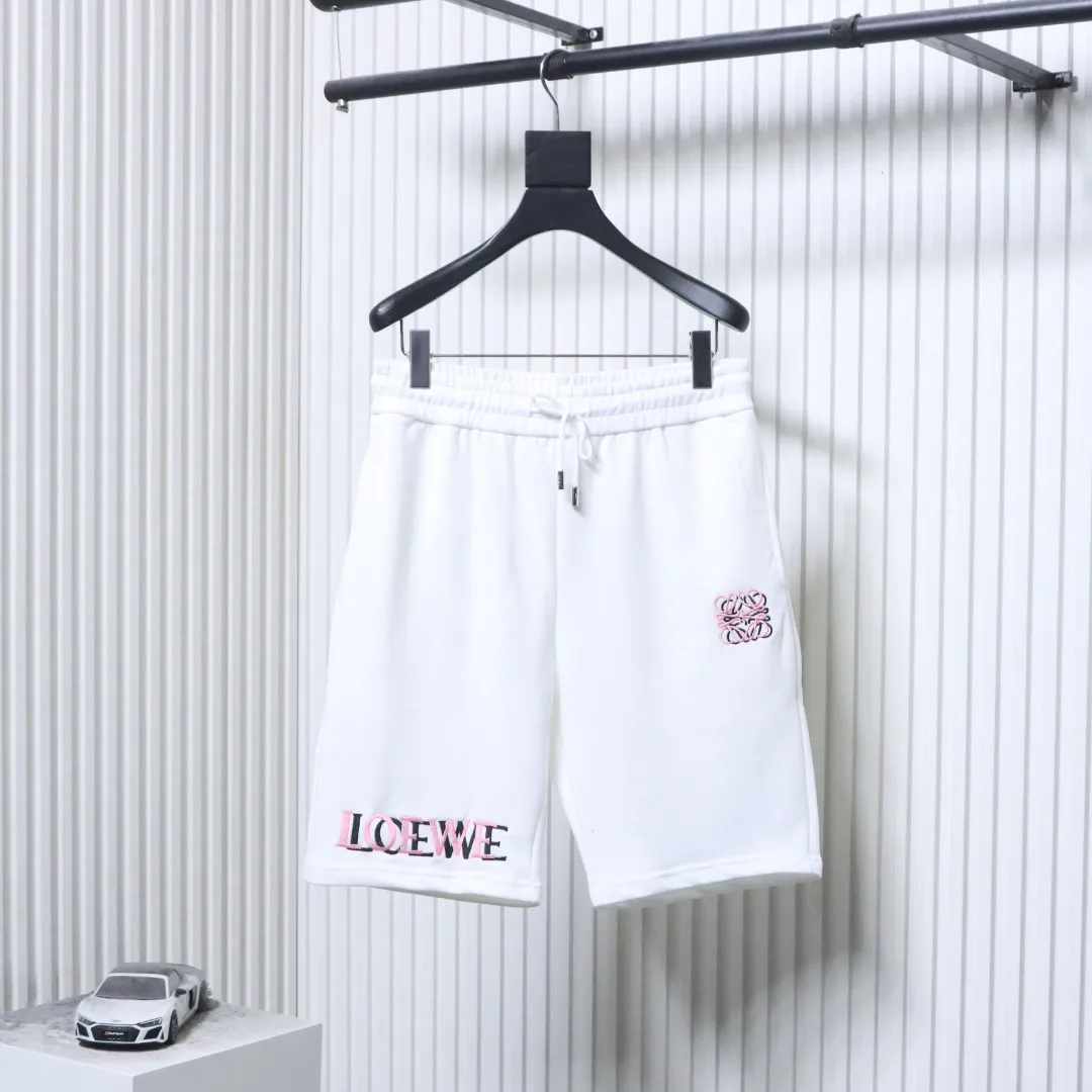 Overlapping Logo Embroidered Cotton Sweat Shorts