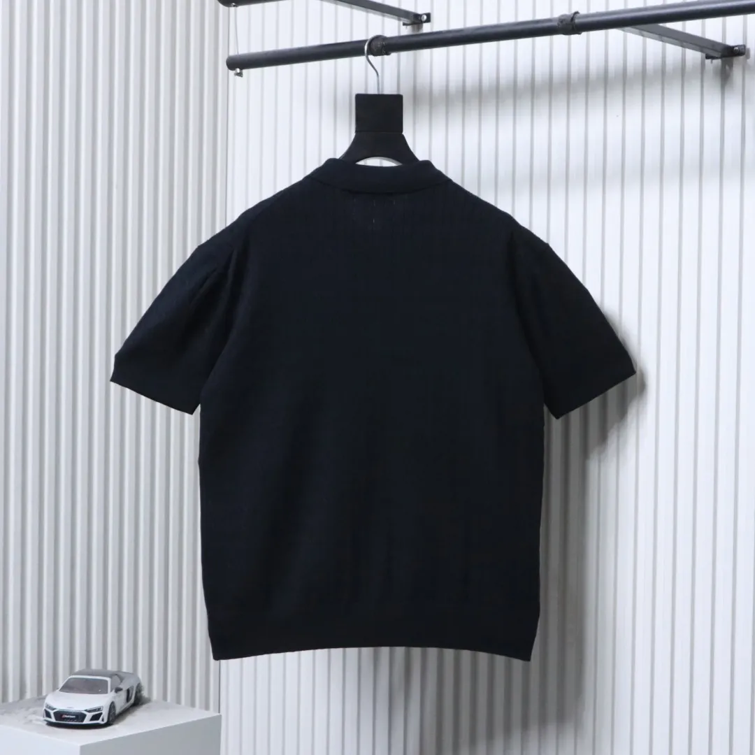 Back RL Cable Knit Equestrian Logo Polo T-Shirt Color Black