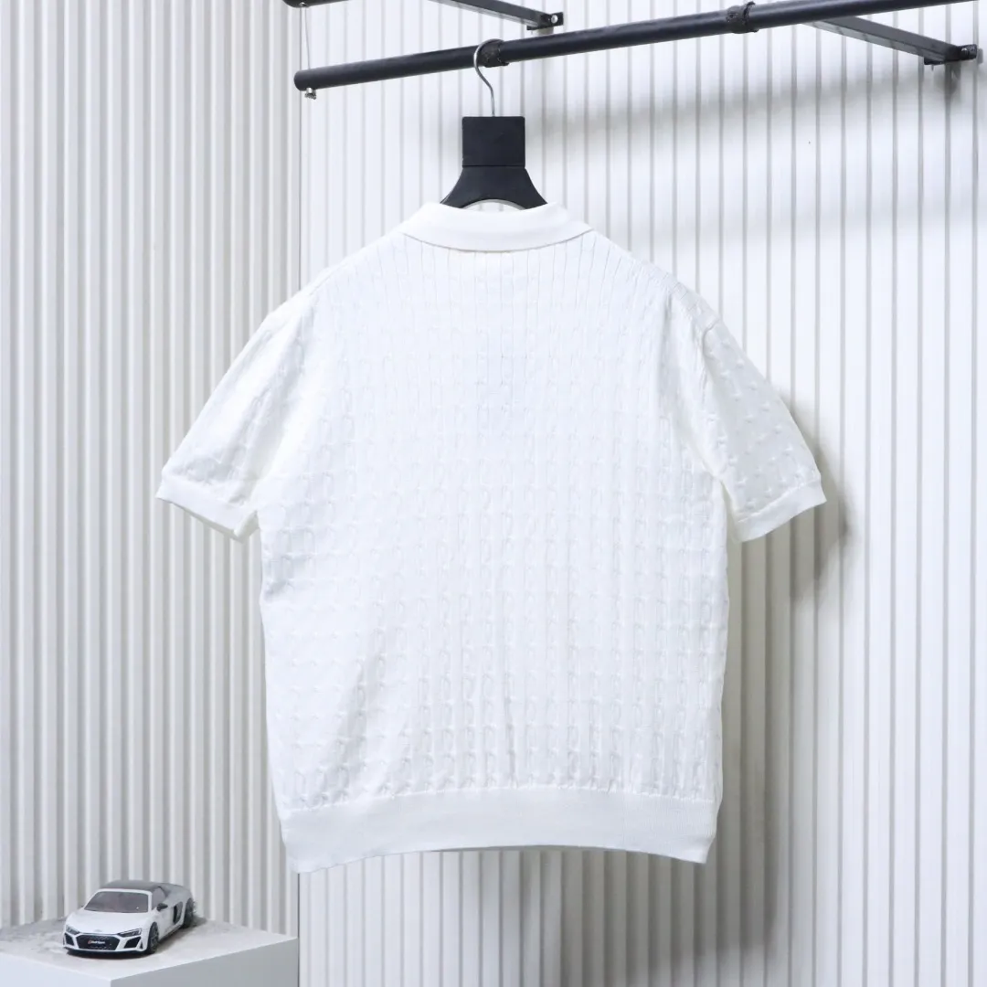 Back RL Cable Knit Equestrian Logo Polo T-Shirt Color White