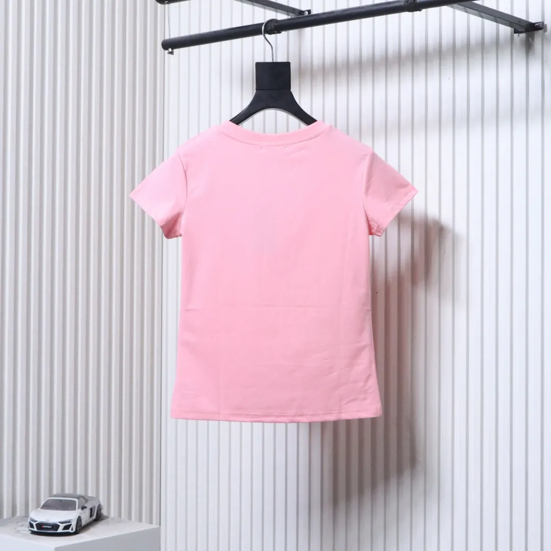 Back RL Pony Embroidered V-Neck Cotton T-Shirt Color Pink