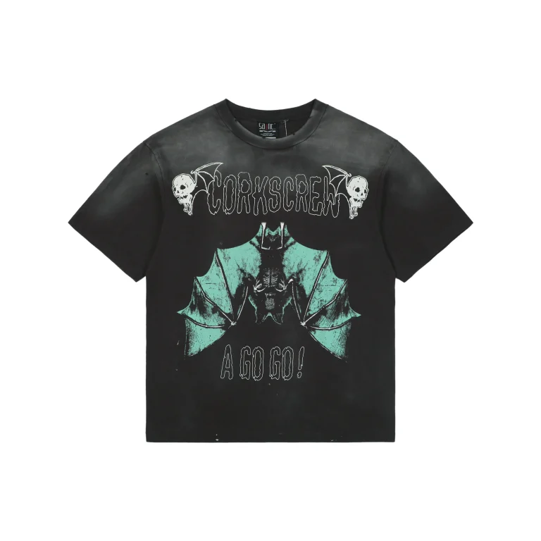 Saint Michael Bat Graphic Vintage Washed T-Shirt