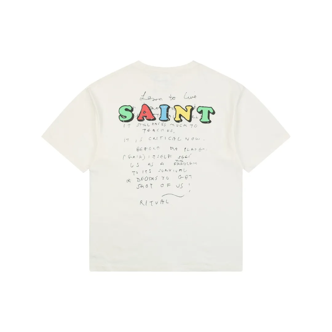 Back Saint Michael Einstein Graphic Print T-Shirt