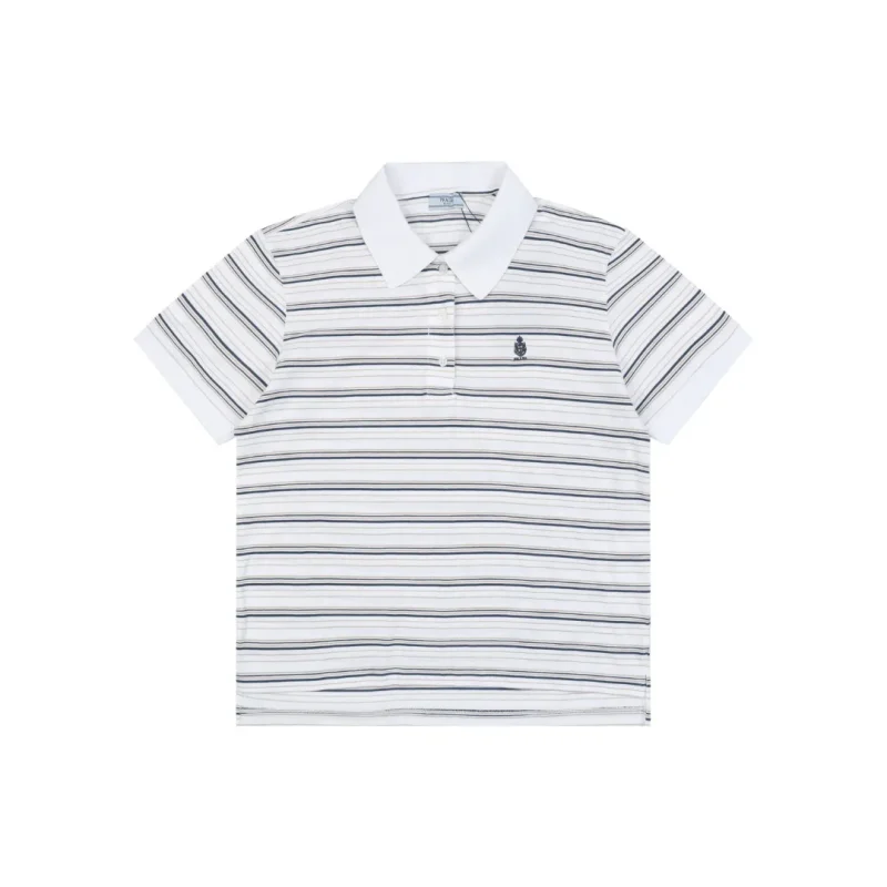 Striped Medallion Embroidered Polo T-Shirt
