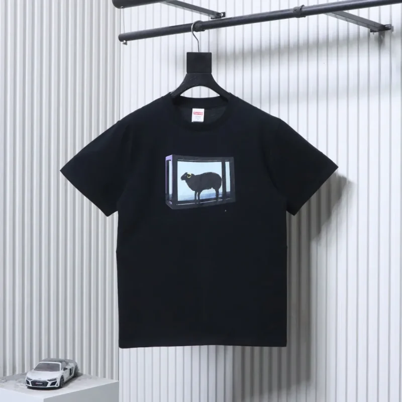 Sup Lamb Print Cotton T-Shirt