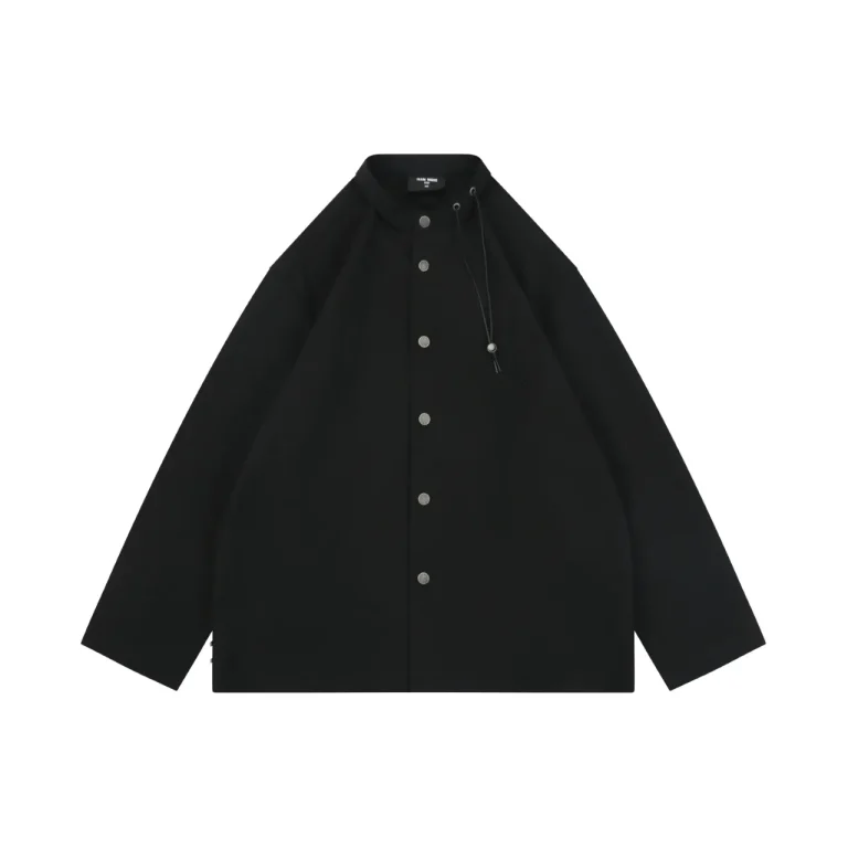 TW Double-Loop Collar Button-Up Long Sleeve Shirt