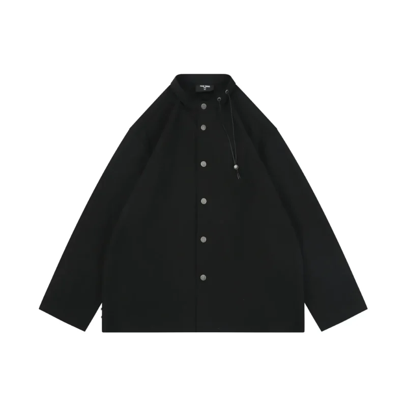 TW Double-Loop Collar Button-Up Long Sleeve Shirt