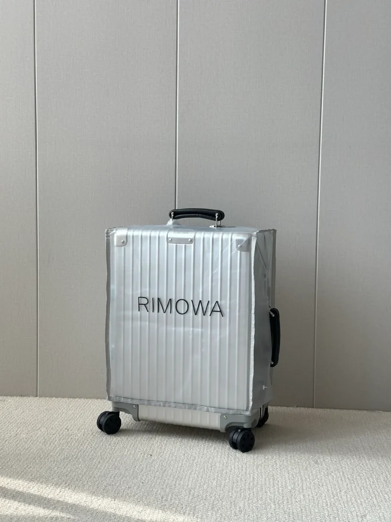 973 Retro Silver Aluminum Carry-On Suitcase with Cover View
