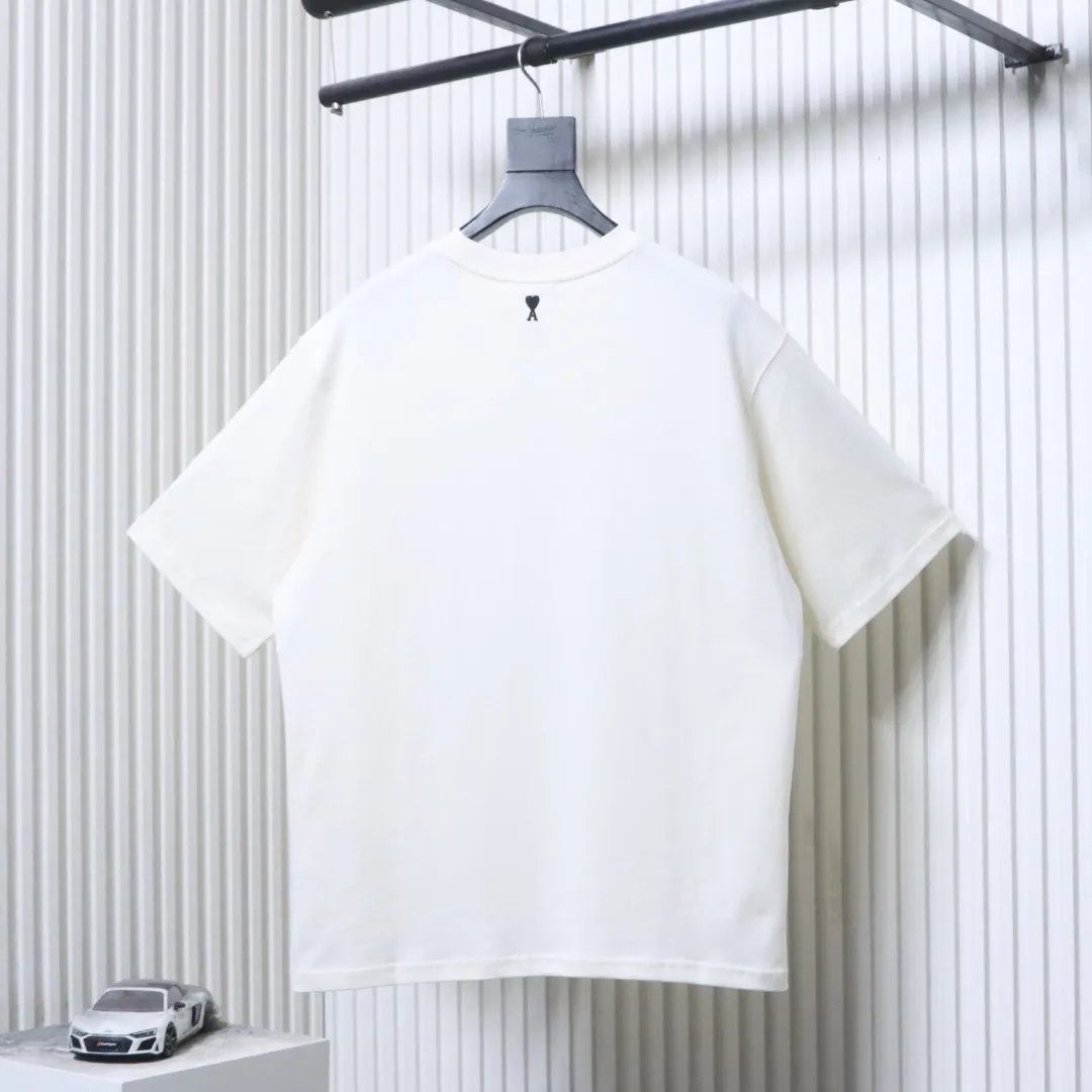 Back AMI Heavyweight Cotton Slogan Print T-Shirt