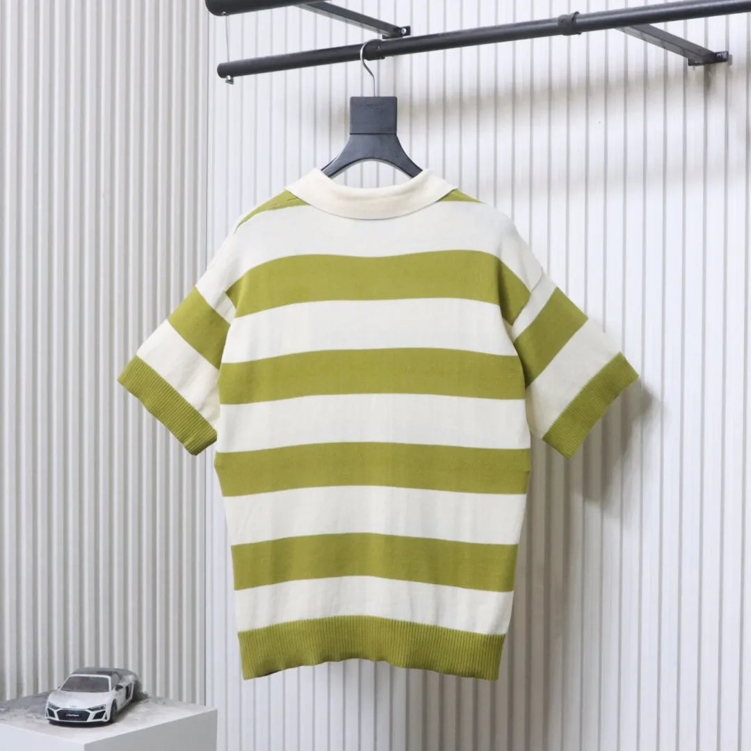 Back Acne ADC Heart Striped Knit Polo T-Shirt