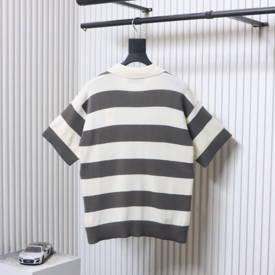 Back Acne ADC Heart Striped Knit Polo T-Shirt