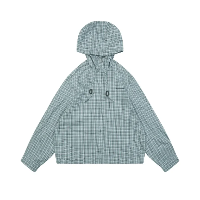 Acne Fine Plaid Hooded Jacket