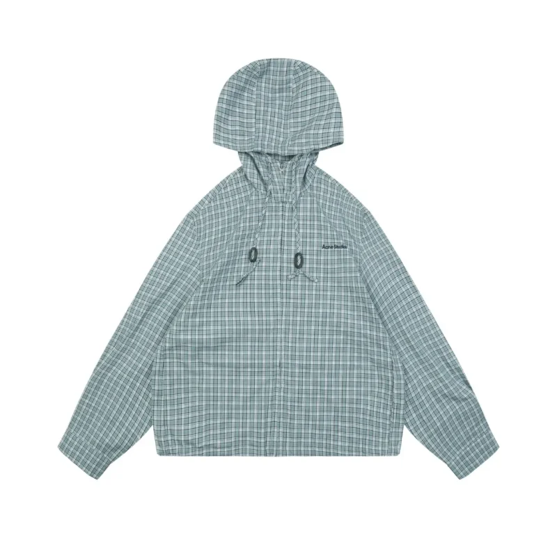 Acne Fine Plaid Hooded Jacket