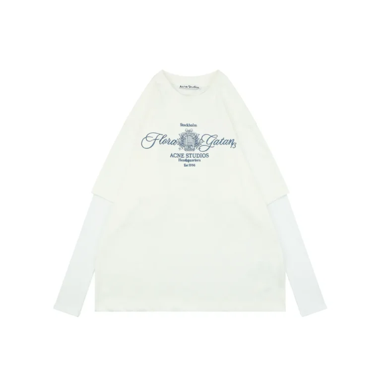 Acne Script Logo Embroidered Layered Long Sleeve Shirt