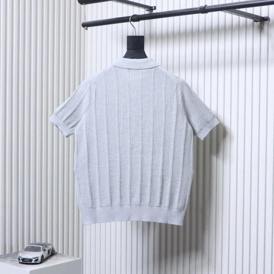 Back BC Pearl Button Ribbed Knit Polo T-Shirt