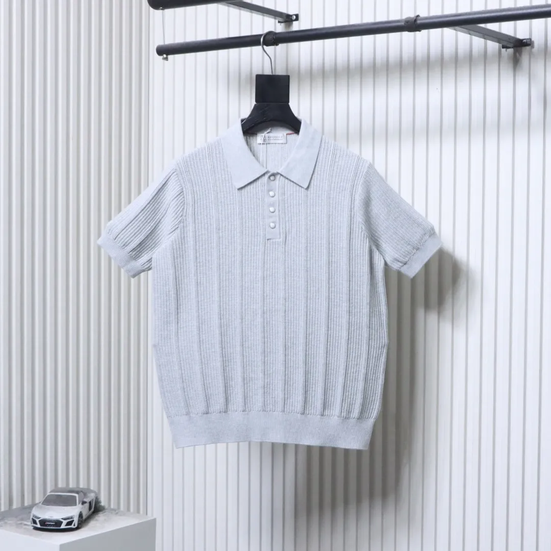 BC Pearl Button Ribbed Knit Polo T-Shirt