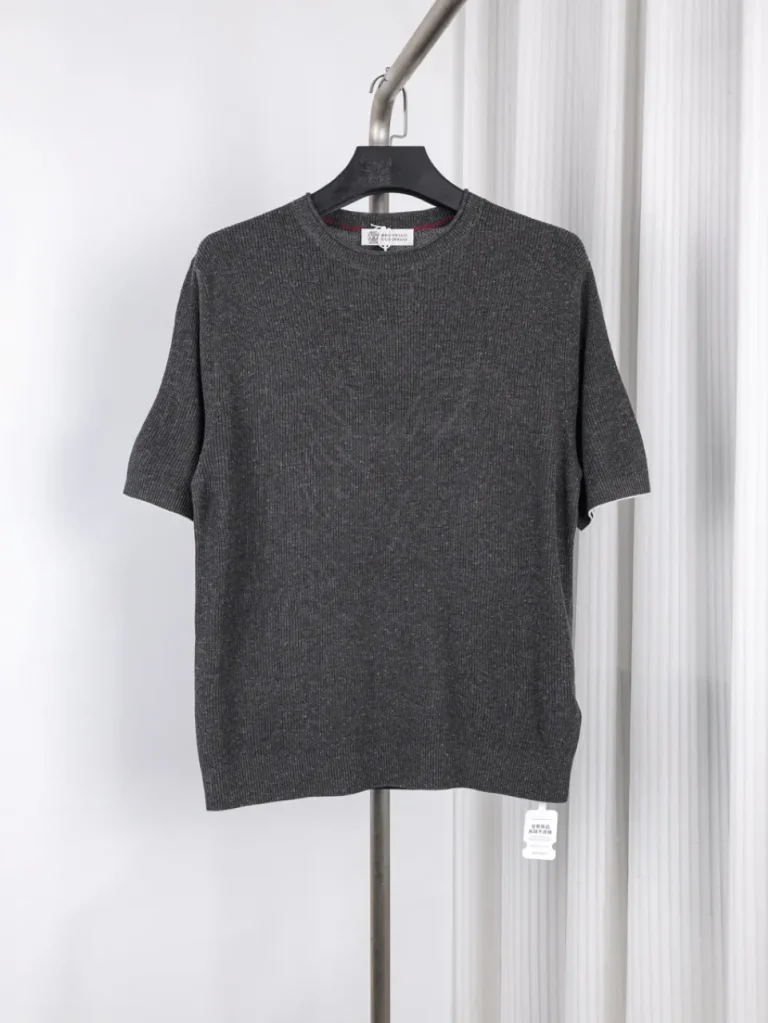 BC Ribbed Linen-Cotton Knit T-Shirt