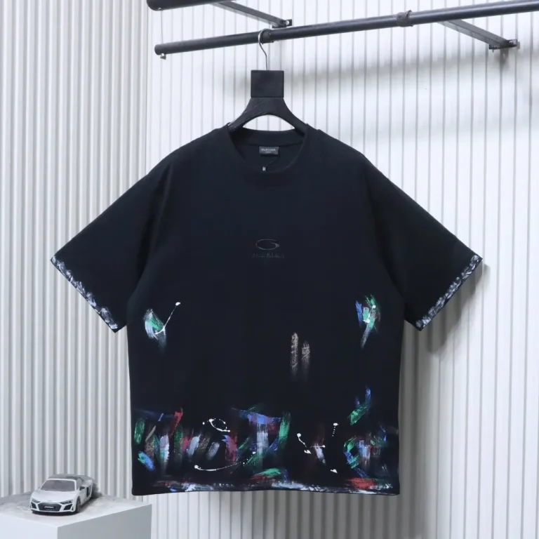 BLCG Circular Embroidery Graffiti Splatter Paint T-Shirt