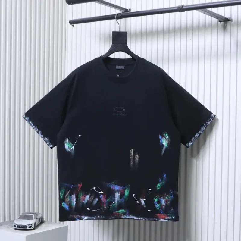 BLCG Circular Embroidery Graffiti Splatter Paint T-Shirt