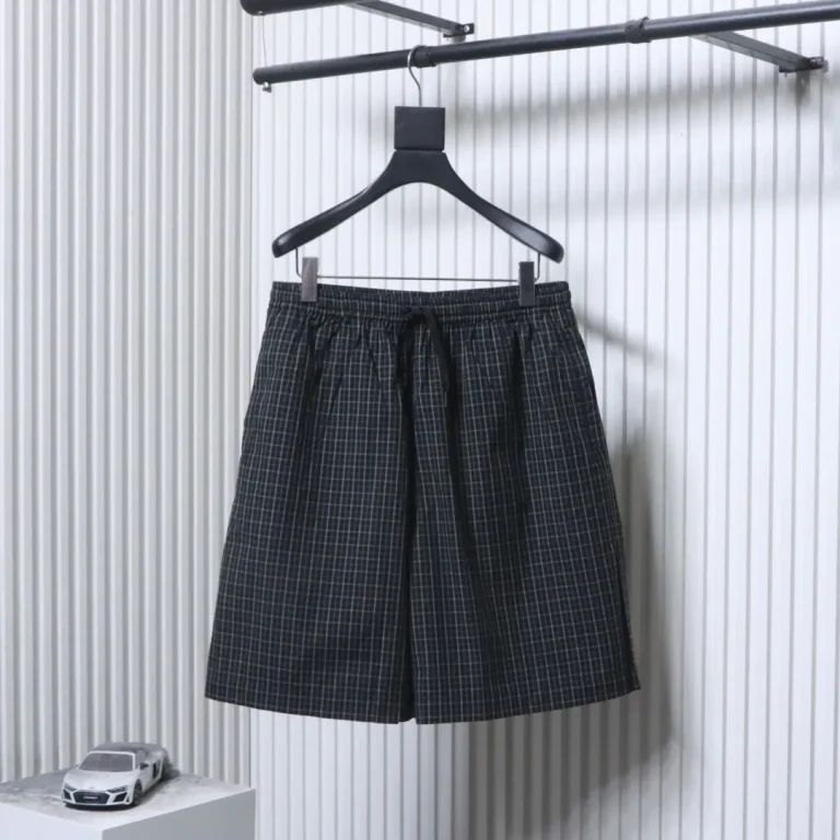 BLCG Fine Check Cotton-Linen Shorts