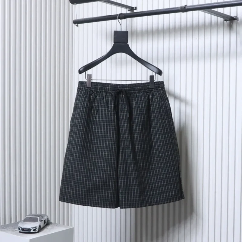 BLCG Fine Check Cotton-Linen Shorts