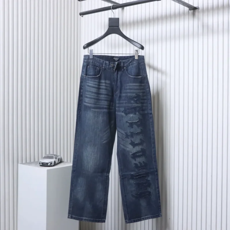 BLCG Gothic Logo Wide-Leg Patchwork Jeans