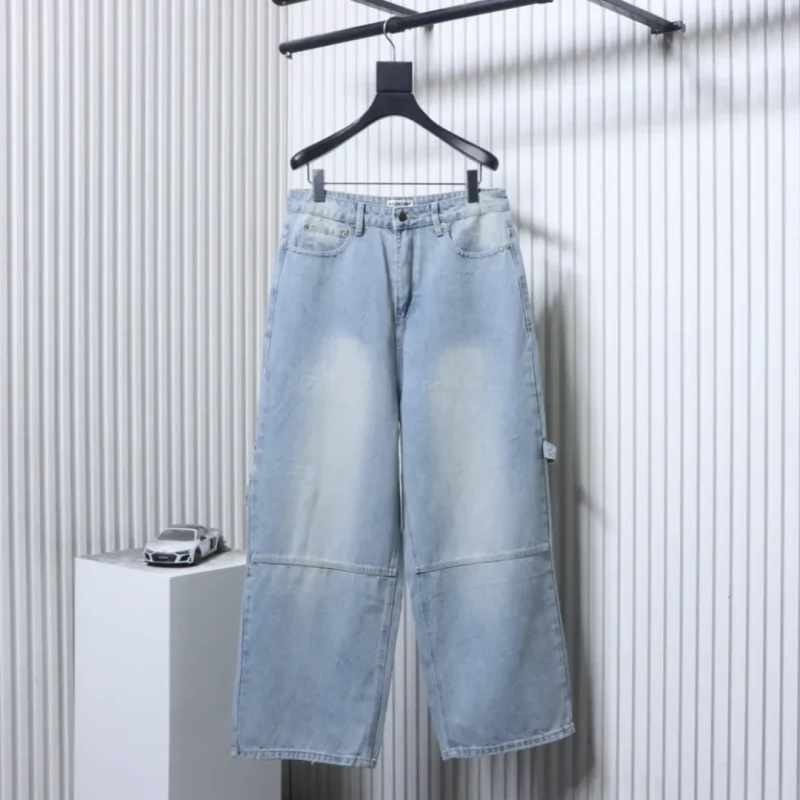 BLCG Light Blue Washed Wide-Leg Cargo Jeans