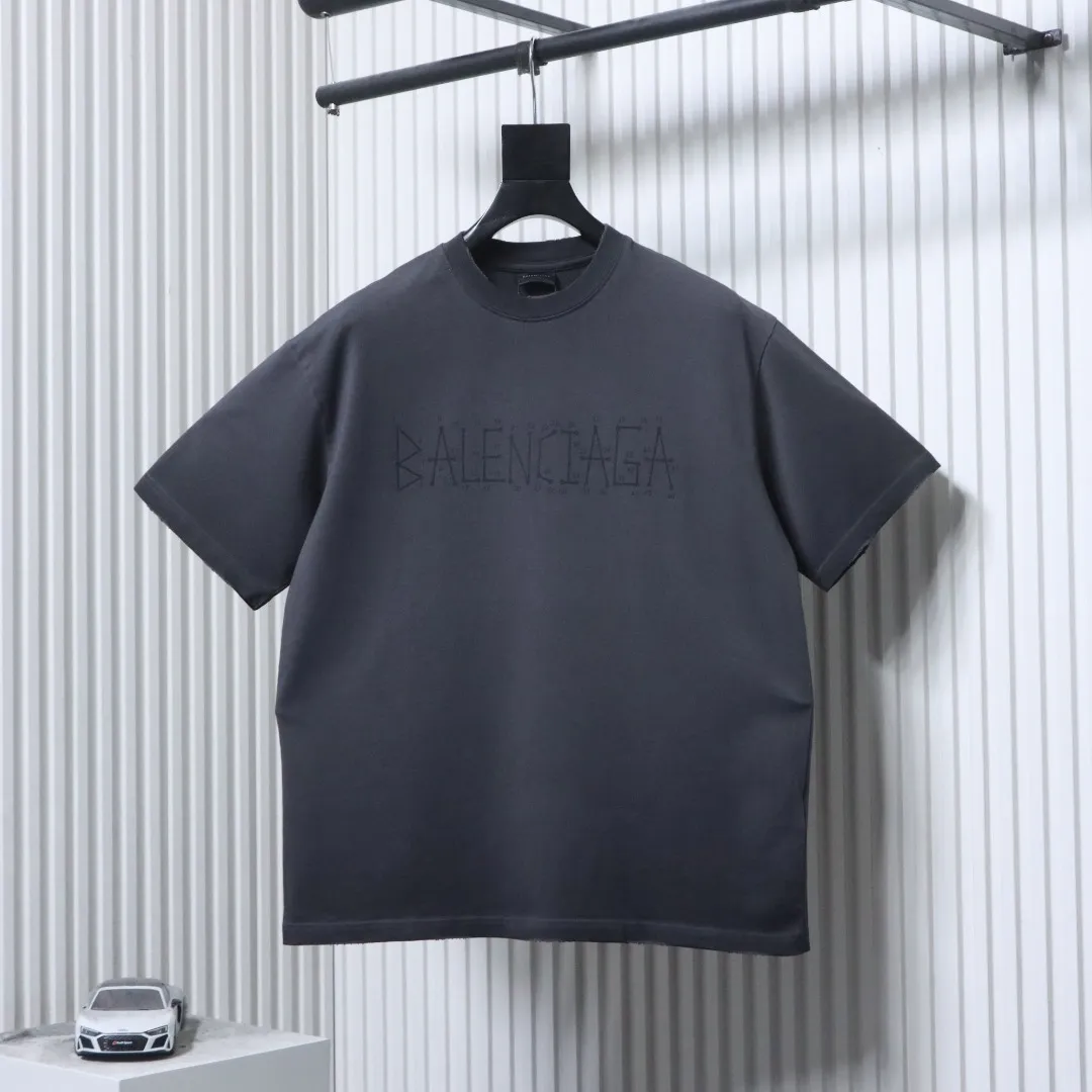 BLCG Washed Muddy Geometric Double B Logo Distressed T-Shirt
