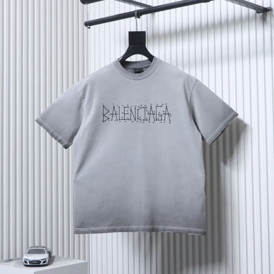 BLCG Washed Muddy Geometric Double B Logo Distressed T-Shirt