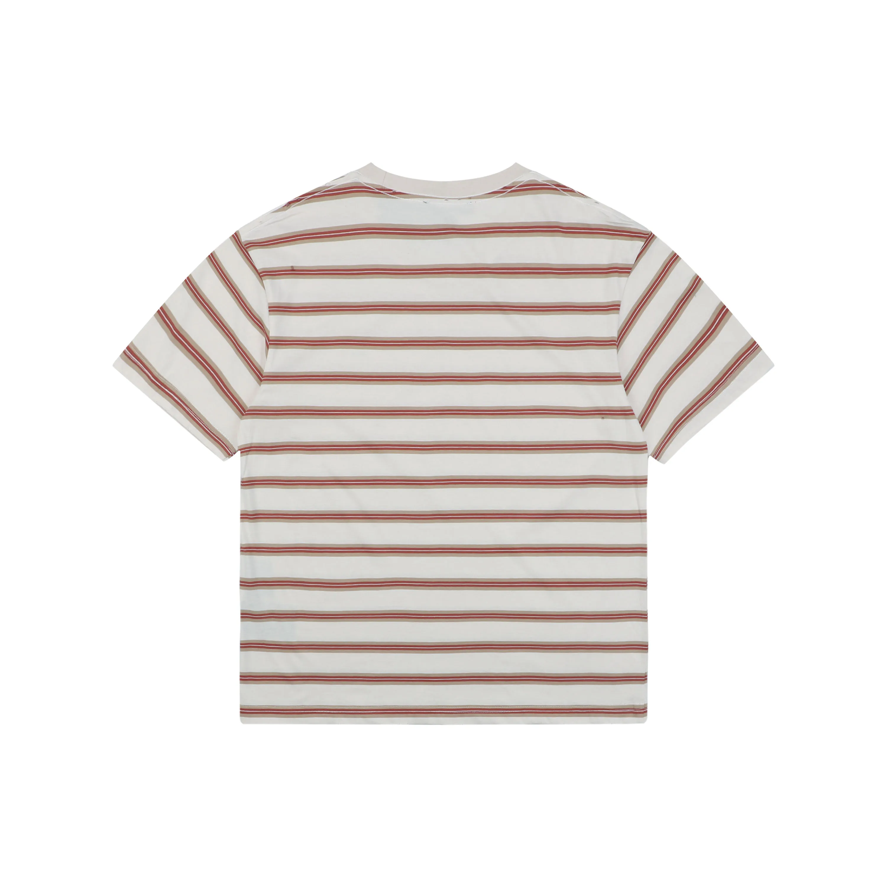 Back Brown & Red Striped Embroidered T-Shirt