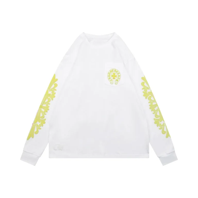 CH Cross Pocket Yellow Gothic Print Long Sleeve Shirt