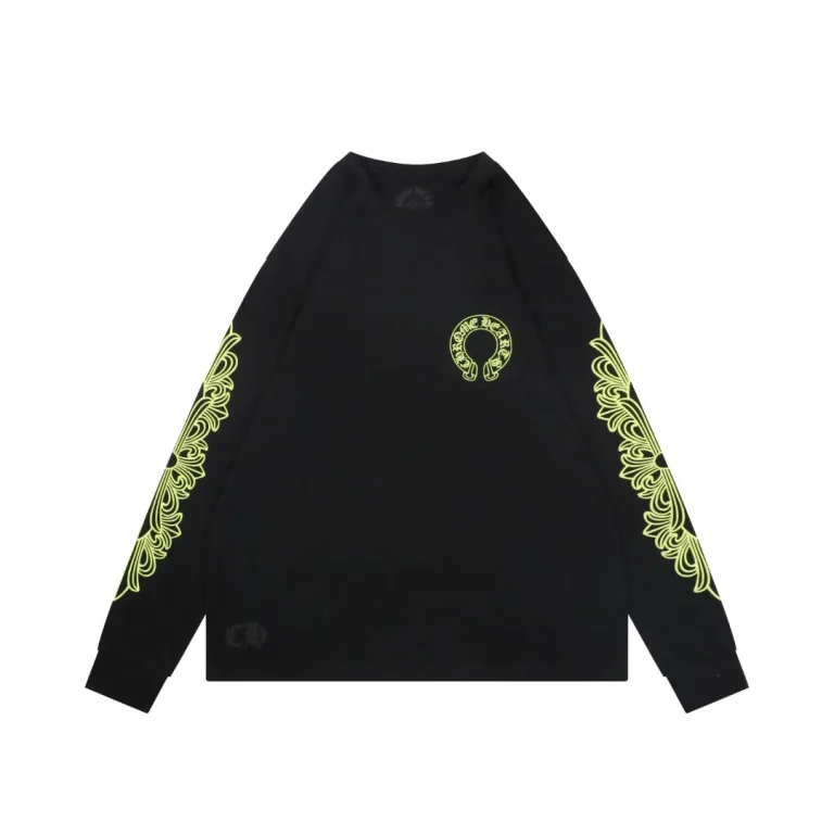 CH Cross Strap Sanskrit Scroll Print Long Sleeve T-Shirt