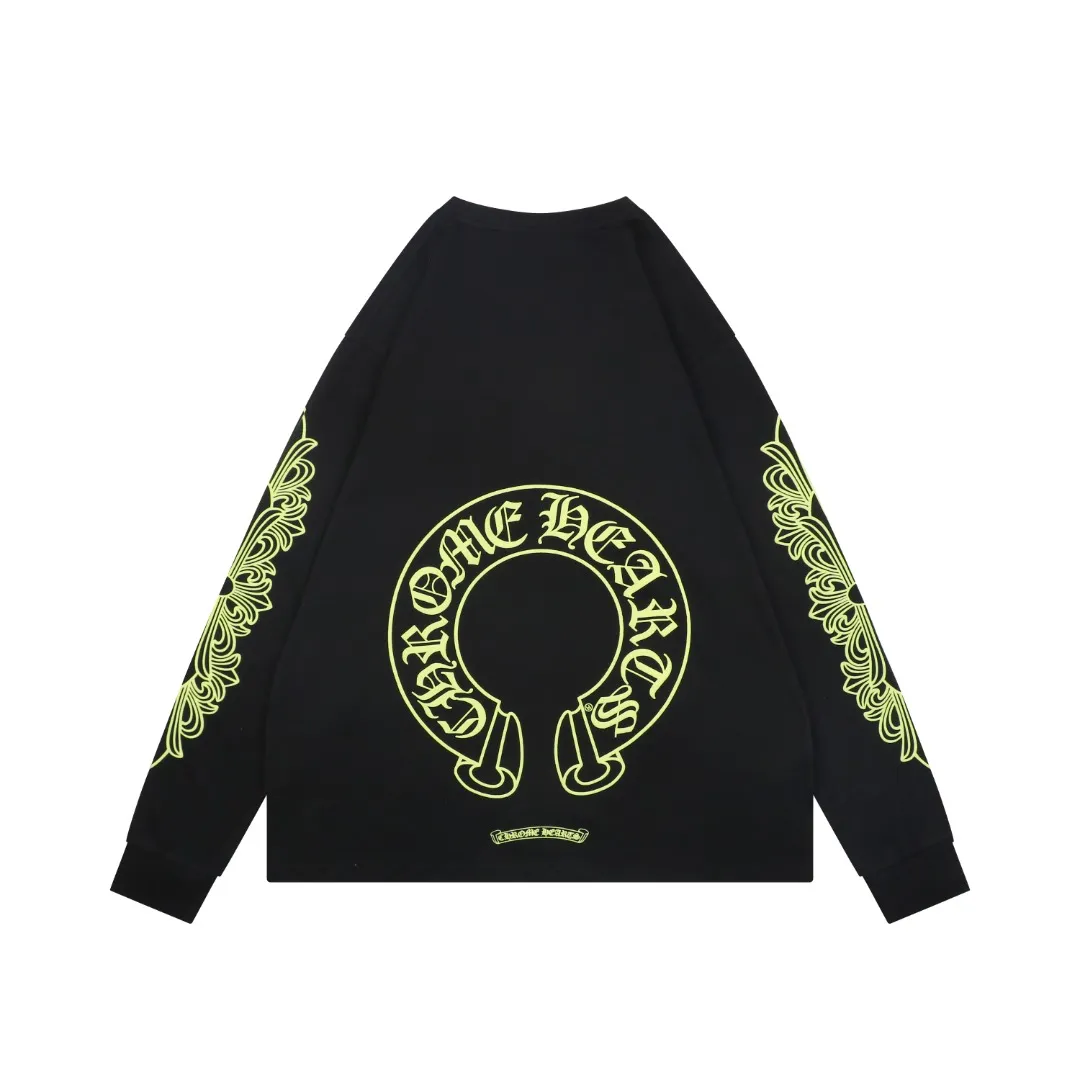 Back CH Cross Strap Sanskrit Scroll Print Long Sleeve T-Shirt