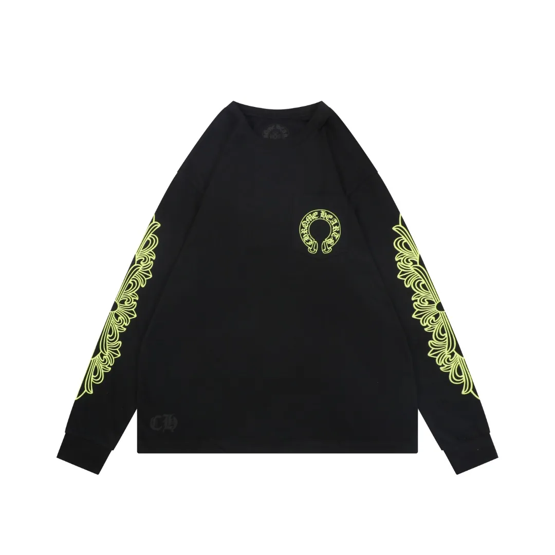 CH Cross Strap Sanskrit Scroll Print Long Sleeve T-Shirt