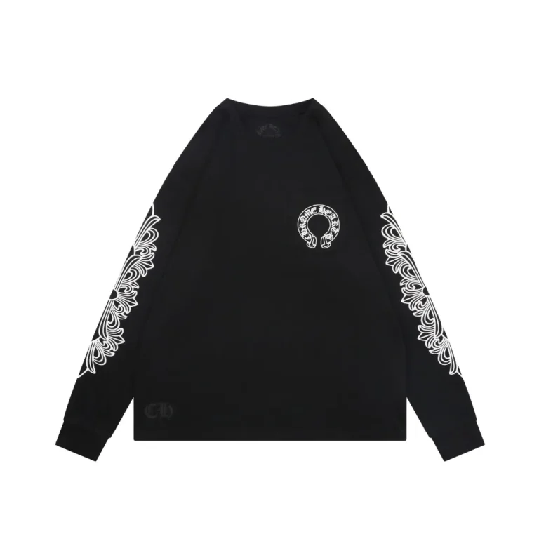 CH Cross Strap Sanskrit Scroll Print T-Shirt Black & White