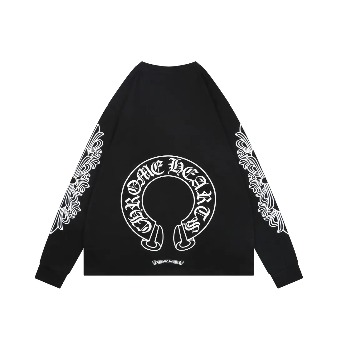 Back CH Cross Strap Sanskrit Scroll Print T-Shirt Black & White