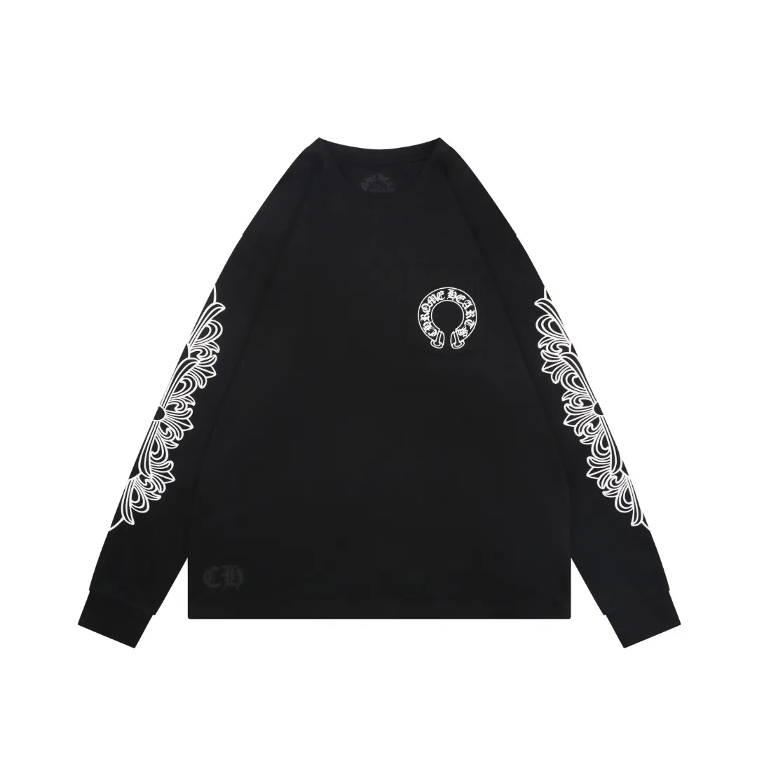 CH Cross Strap Sanskrit Scroll Print T-Shirt Black & White