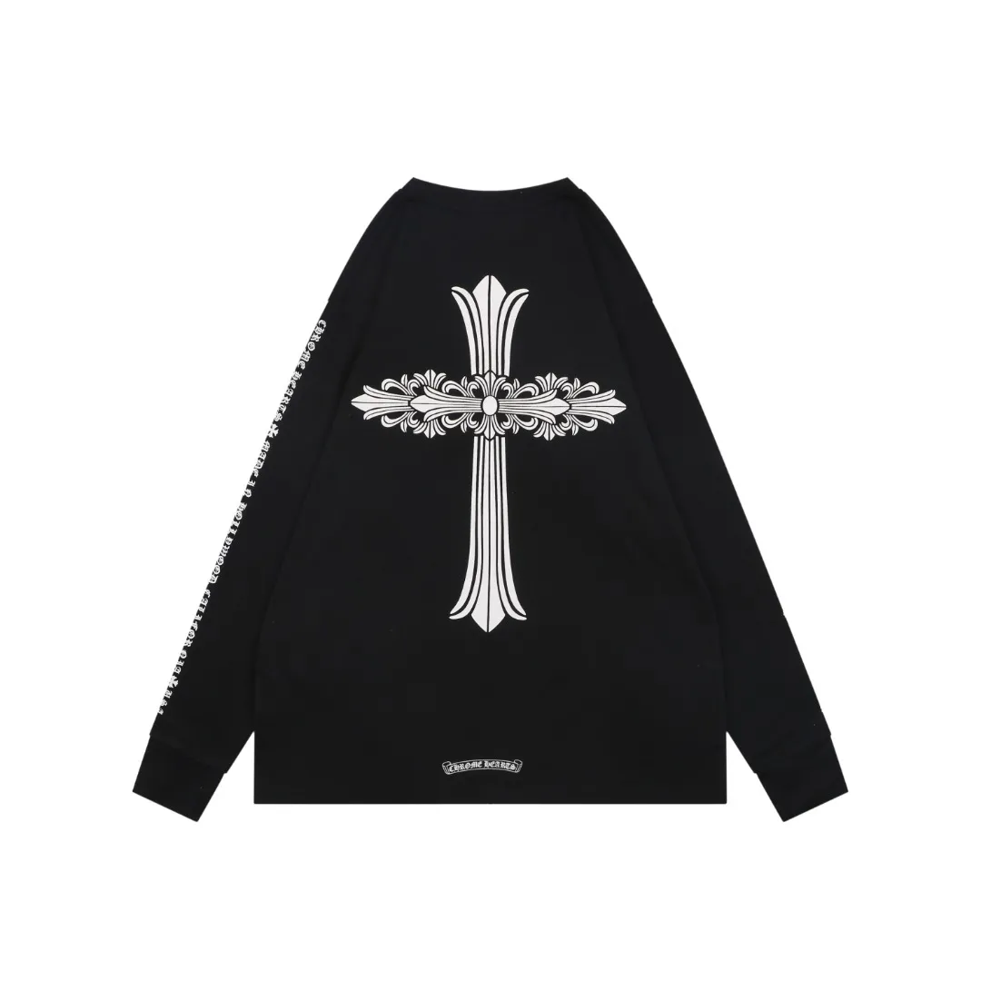Back CH Floral Cross Print Long Sleeve Shirt