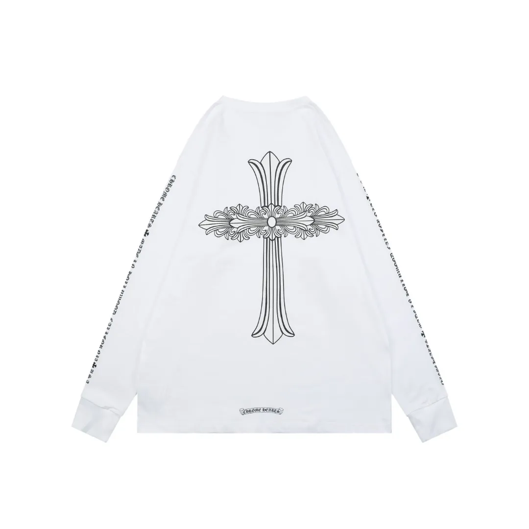 Back CH Floral Cross Print Long Sleeve Shirt
