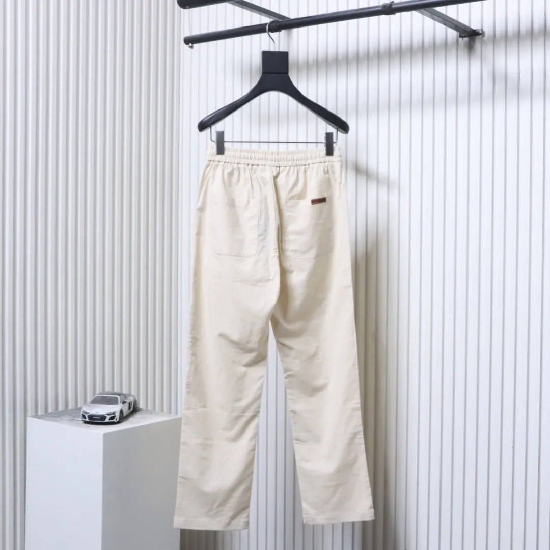 Back Cotton-Linen Blend Straight Leg Pants