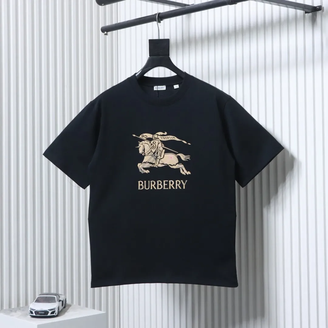 Gradient Check Horse Logo Print T-Shirt