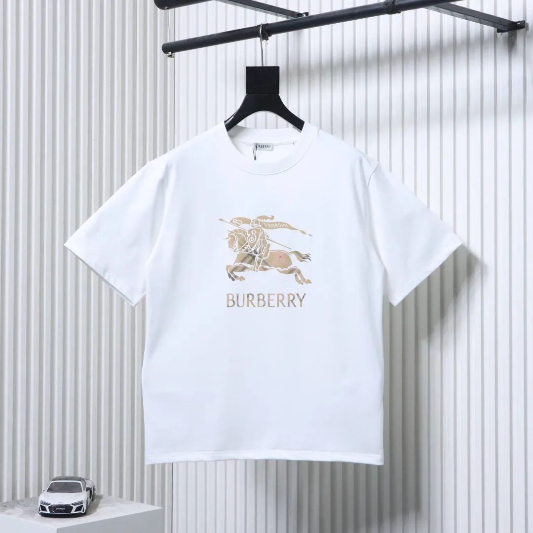 Gradient Check Horse Logo Print T-Shirt