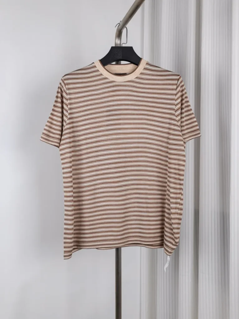 LP Yellow Striped Crew Neck T-Shirt - Brown