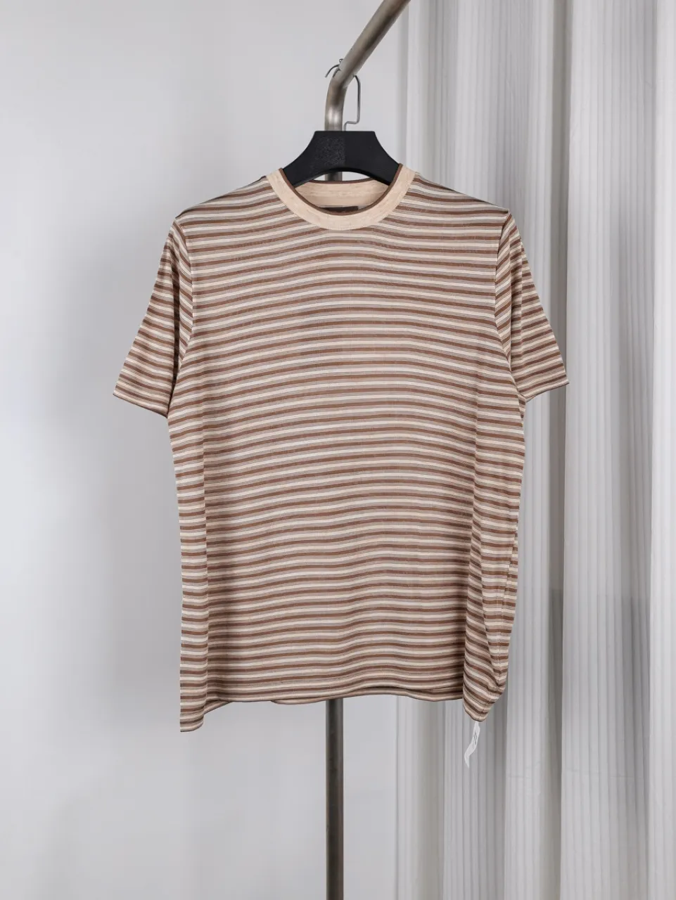 LP Yellow Striped Crew Neck T-Shirt - Brown