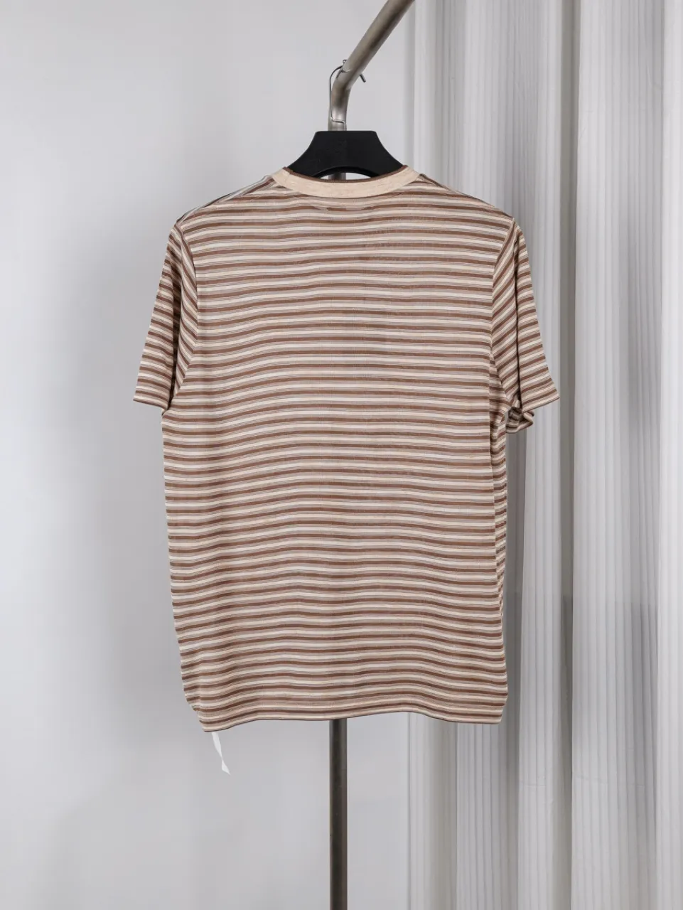 Back LP Yellow Striped Crew Neck T-Shirt - Brown