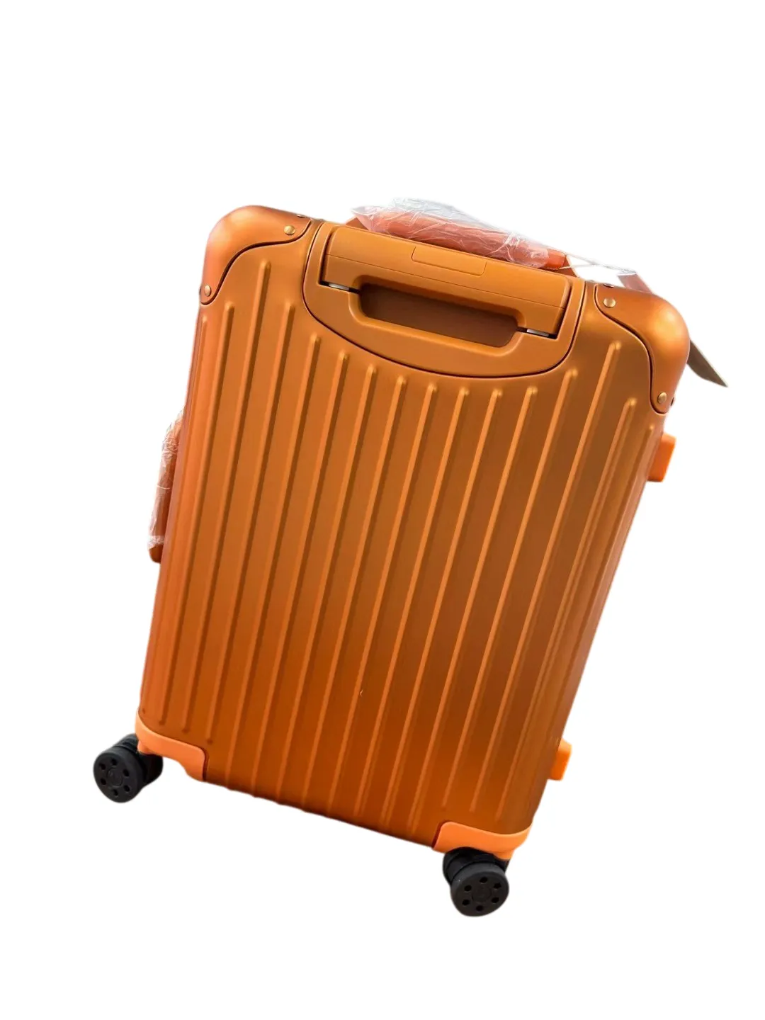 Orange luggage rear view