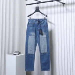 RL Vintage Distressed Patchwork Washed Wide-Leg Jeans