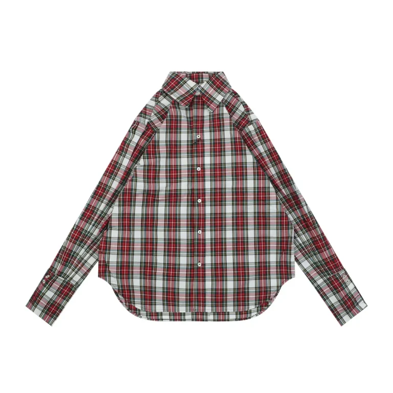 Red & White Plaid Long Sleeve Shirt